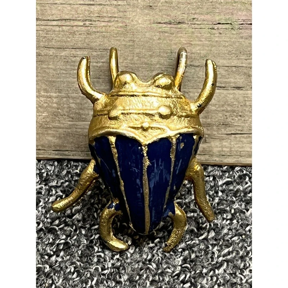 Cast Brass Egyptian Scarab Beetle Paperweight 3” - Vintage!